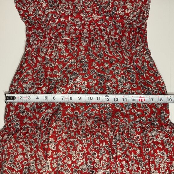 Pampelone Floral Dress Pleated Ruffle Deep V-Neck Puff Sleeve Tiered Babydoll - Picture 14 of 15